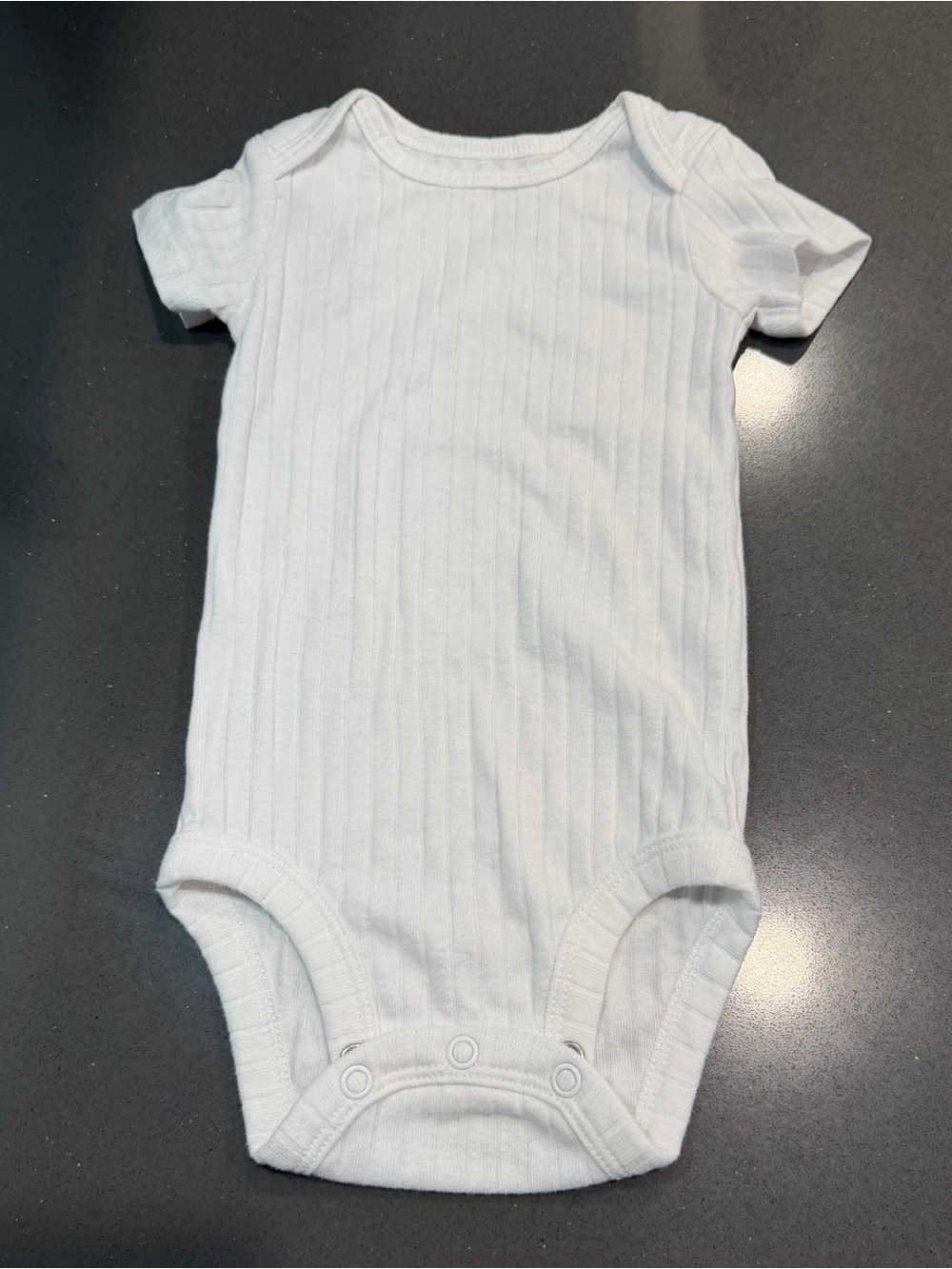 Carter's White Ribbed Short-Sleeve Baby Bodysuit